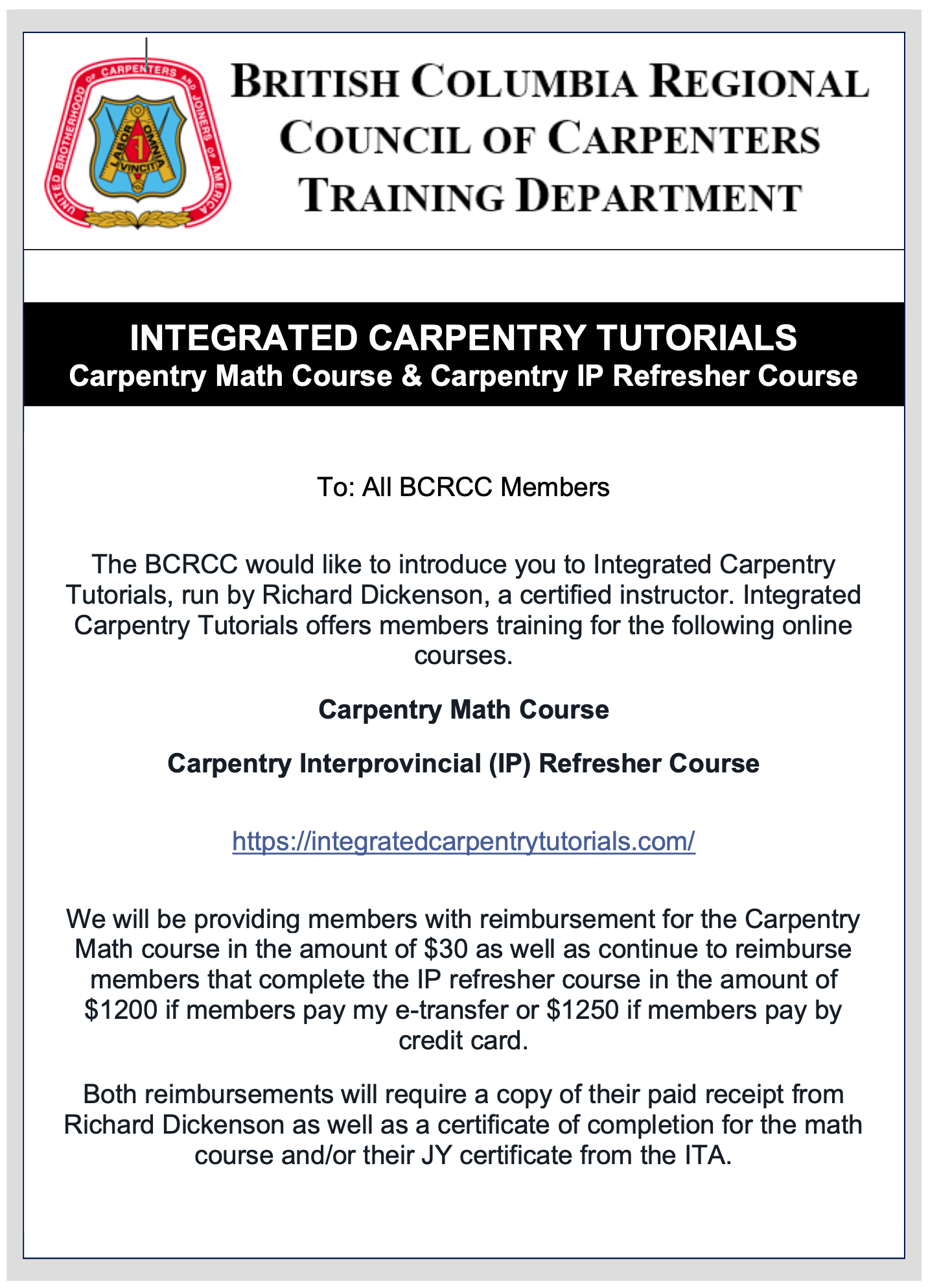 BCRCC Endorsement - Integrated Carpentry Tutorials